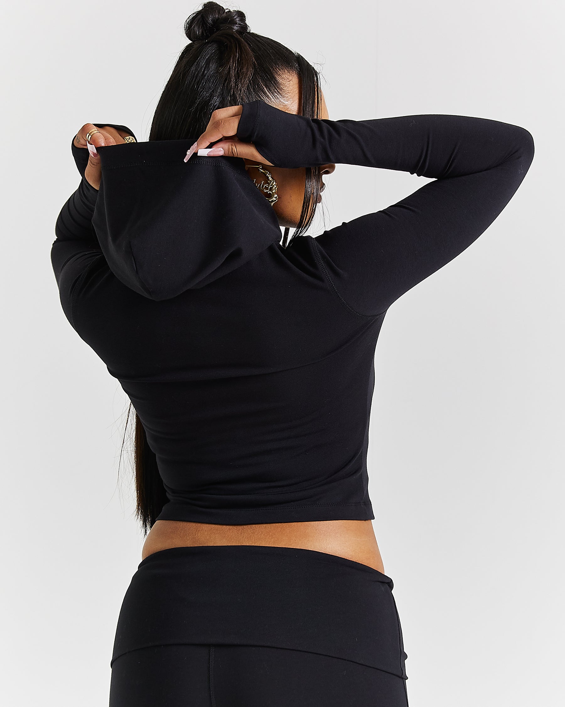 Poise Zip Hoodie - Black/White
