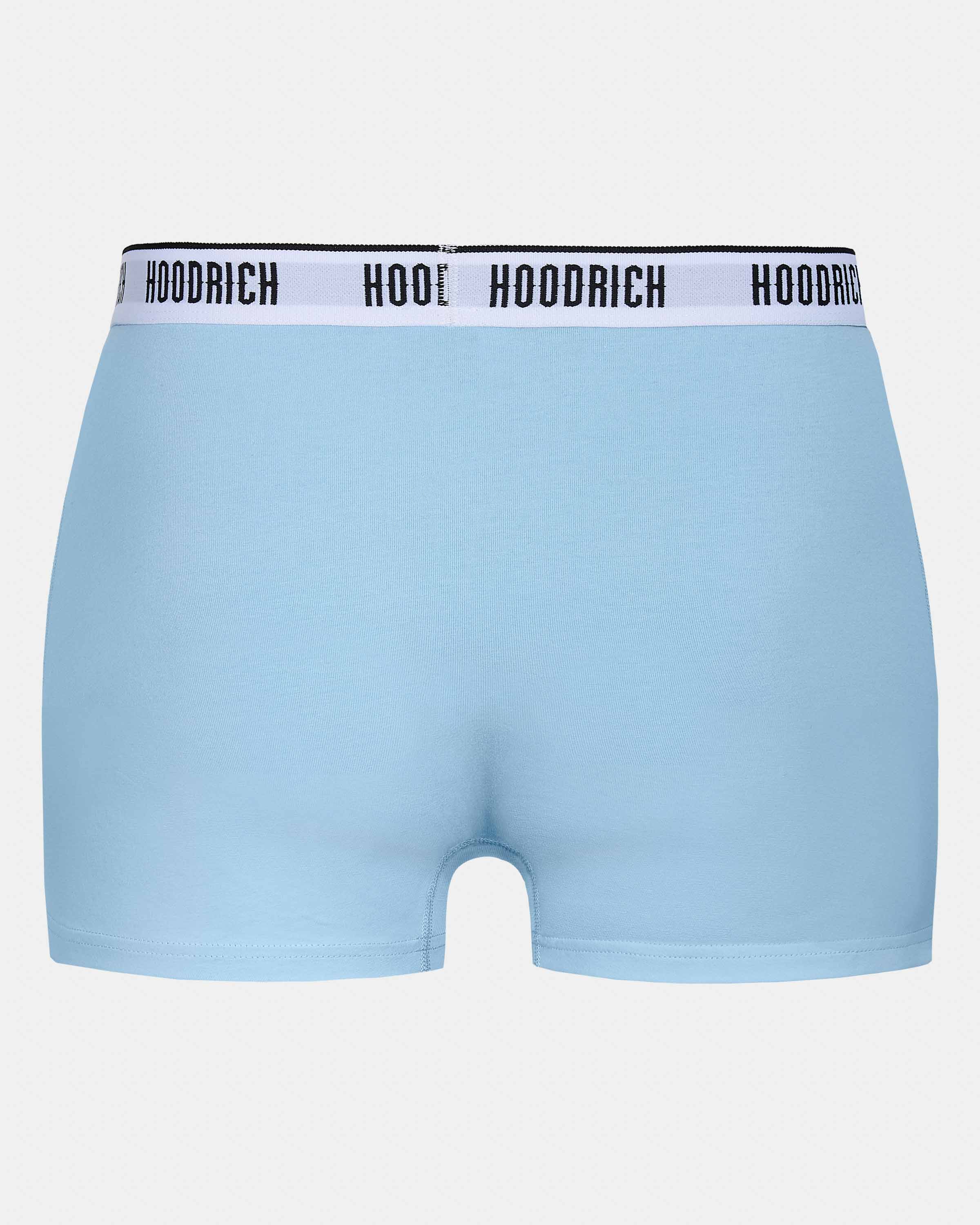 Hoodrich boxers in light blue from the back