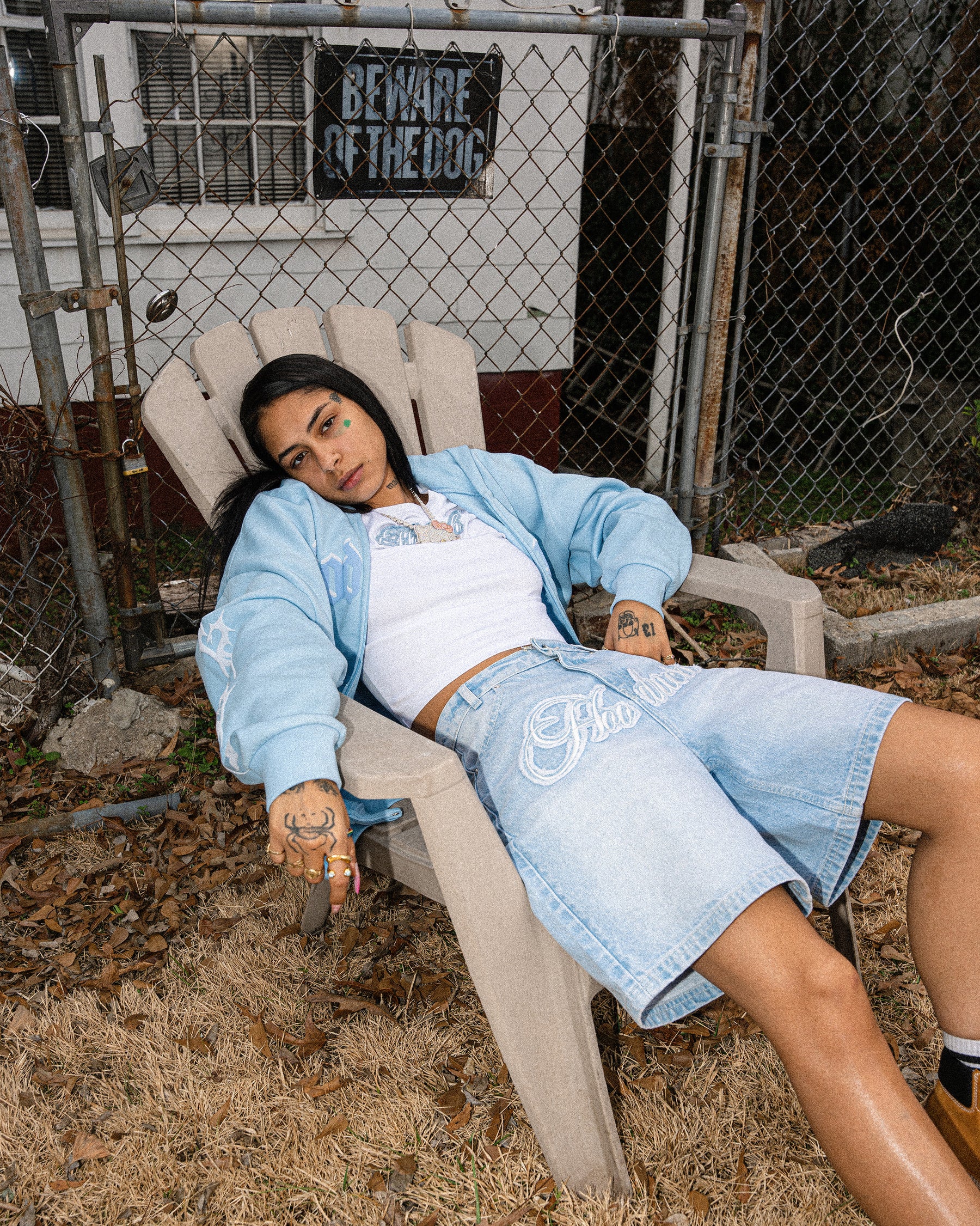 Script Jorts - Blue Wash/White