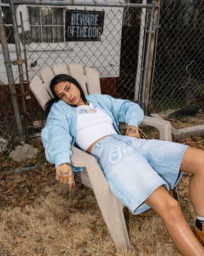 Script Jorts - Blue Wash/White